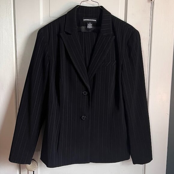 Norton McNaughton Black Pinstripe Pantsuit - Picture 1 of 12